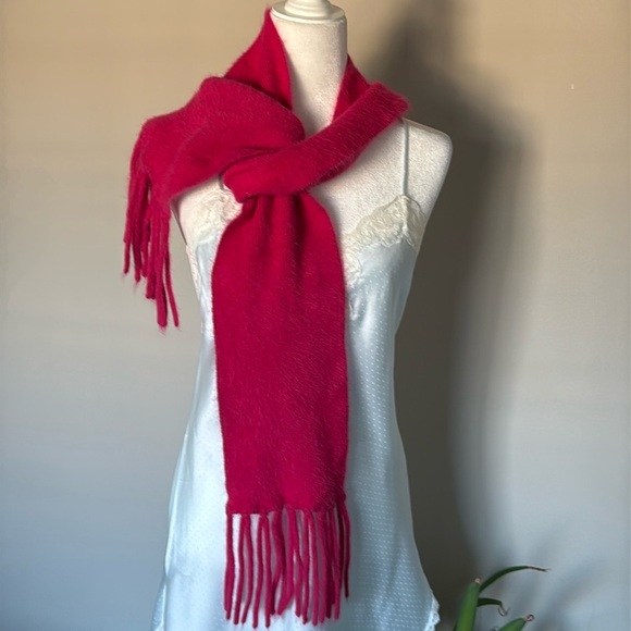 Angora Hot Pink Scarf soft fuzzy 6”x 58 w/o fringe cottage fairy bright winter - Picture 1 of 4